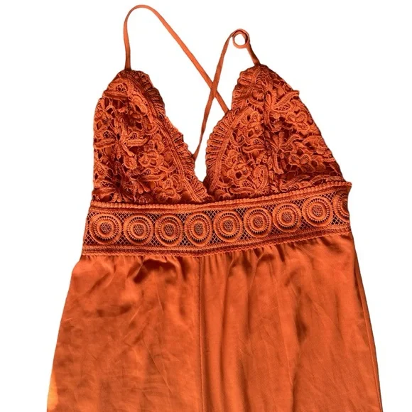 Gorgeous Blashe Orange Wide Leg Open Back Jumpsuit - Picture 4 of 12